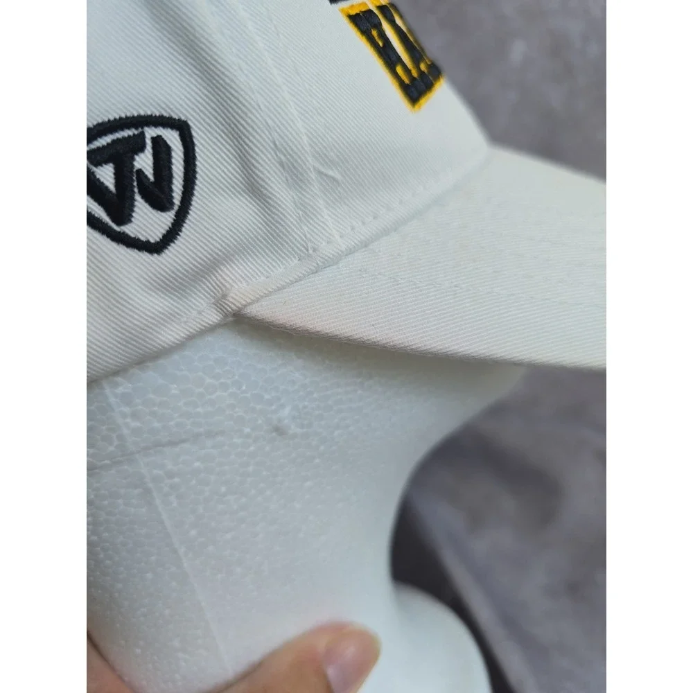 Iowa Hawkeyes Top Of The World Hat Cap White Embroidered Arched Spellout NCAA